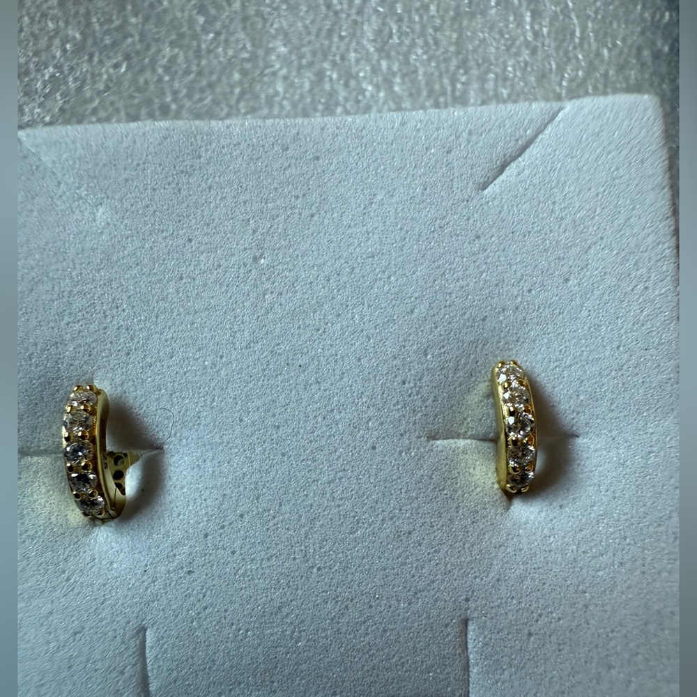 Small Gold and Moissanite Huggie Earrings